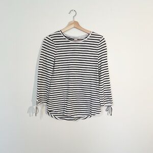 Old Navy • Striped Black and White Bow Sleeve Top NWOT